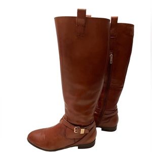Ava & Aiden Leather Upper Chestnut Fashion Riding Boot With Side Zipper Size 6M